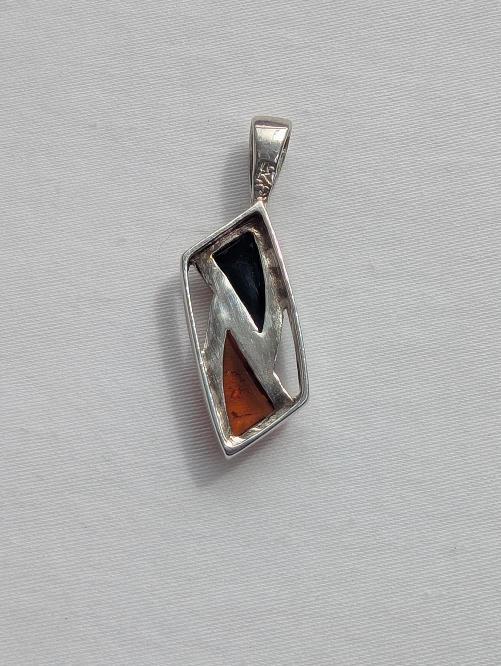 VTG Amber 925 Sterling Silver Gold And Green Amber Boho Pendant - Picture 6 of 6